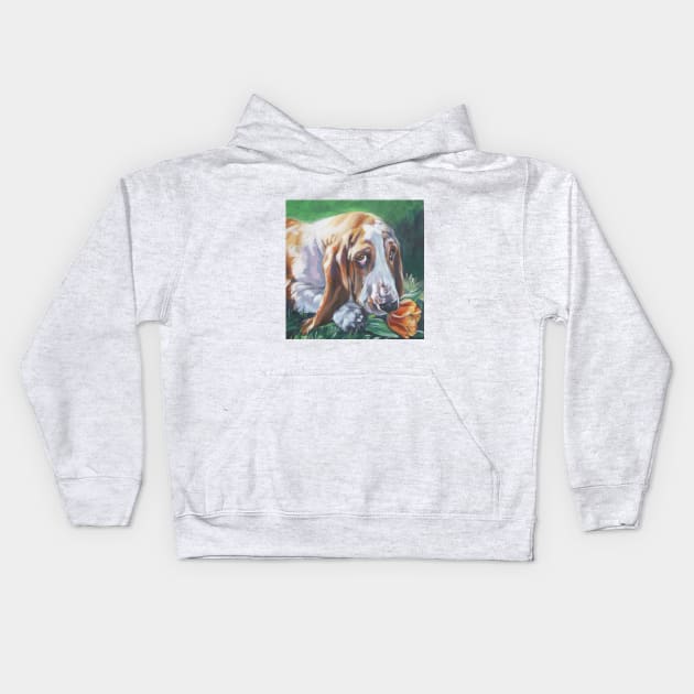 Basset Hound Fine Art Painting Kids Hoodie by LASHEPARD